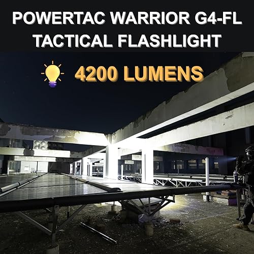Miniatura 6 de PowerTac Warrior G4-FL - Linterna táctica de mano de 4200 lúmenes (haz ancho), linterna de mano de alto lúmenes, impermeable, linterna recargable