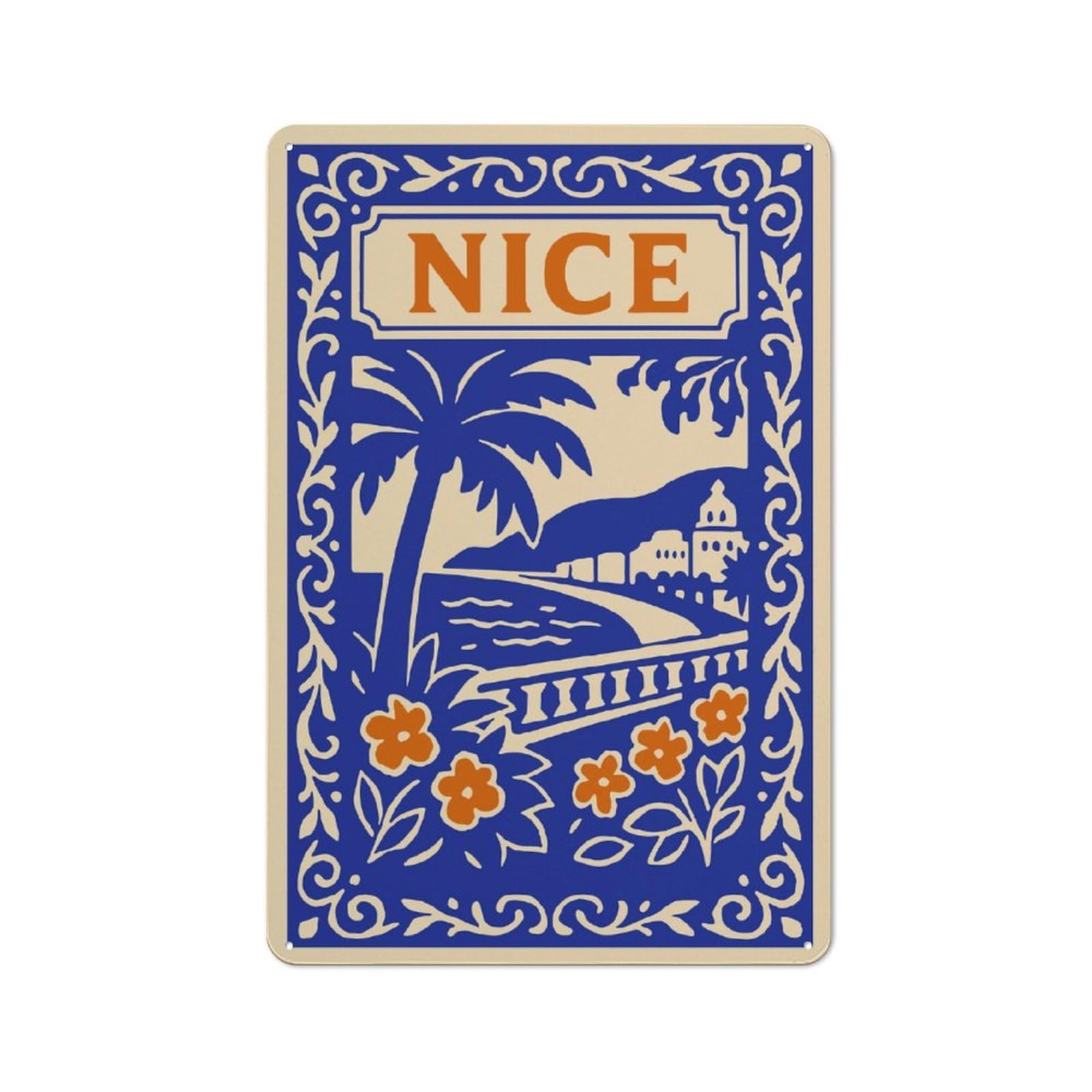 Junmoney Style-13 Vintage Metal Plaque 30X20cm Featuring Vintage Nice Travel Poster For Home Bar Wall, A Metal Wall Feature For Home Bars And Entertaining Spaces