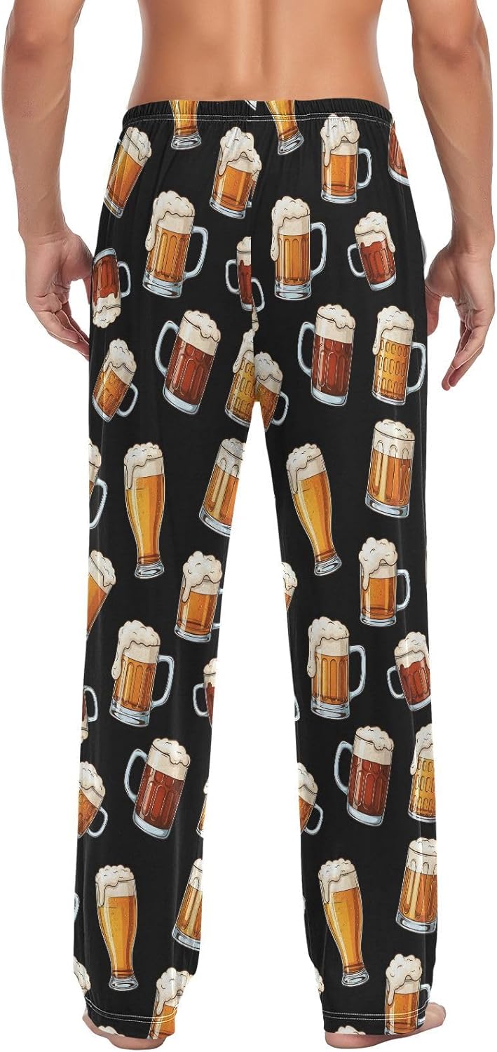 Mens Pajama Pants Beer Mugs Print Soft Lounge Sleep Pant with Pockets Sleepwear PJ Bottoms for Men - Image 5