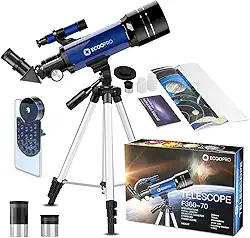 Telescópio para crianças iniciantes e adultos, telescópio refrator de astronomia de 70 mm com tripé ajustável - para crianças