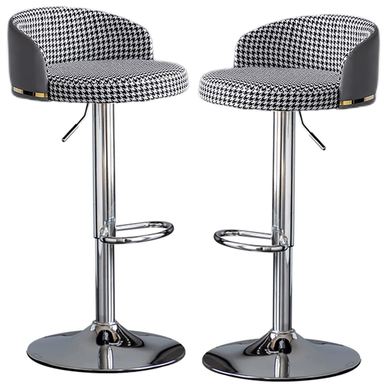 Chaise de bar pivotante lot de 2 tabourets hauts réglables meuble moderne avec dossier repose-pied