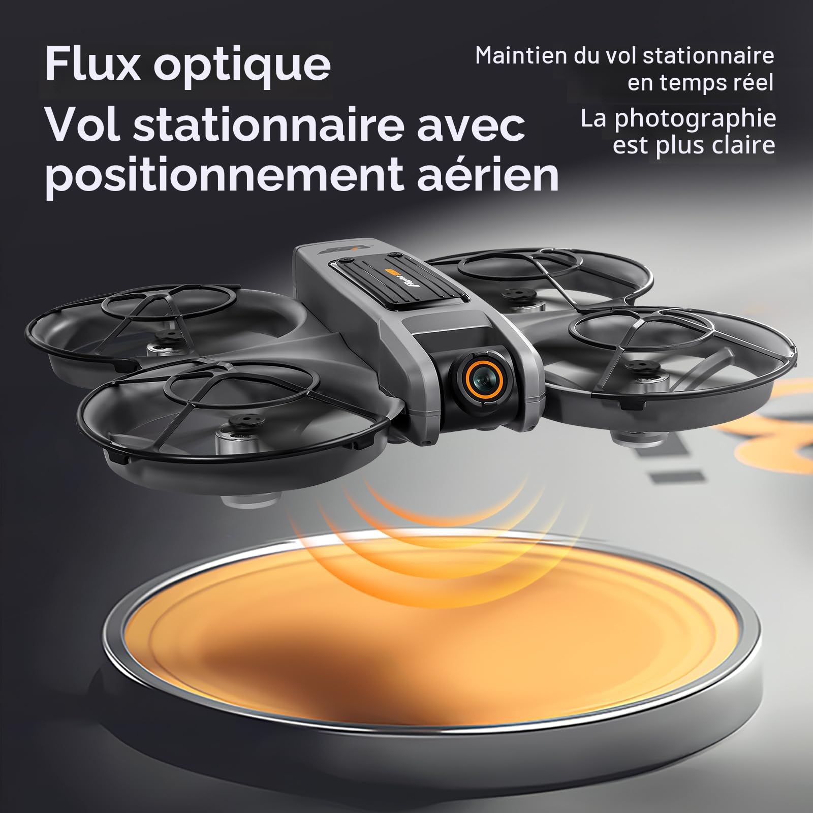 Drone avec Caméras, Télécommande Moteur Sans Balais Drone avec 4,5 Pouces écran, Carte SD, Veilleuse LED, Caméra Réglable à 90°, 2 Batteries, Convient aux Adultes et aux Débutants