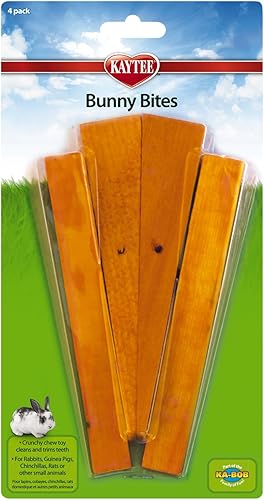 Super Pet Bunny Bites - Golosinas masticables de madera preperforadas para bichos de mascotas, 16 masticables en total (4 paquetes con 4 por paquete)