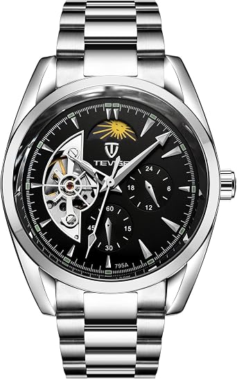 Mens Watch -Tourbillon Moon Phase - Automatic Mechanical - Luminous Waterproof Gold