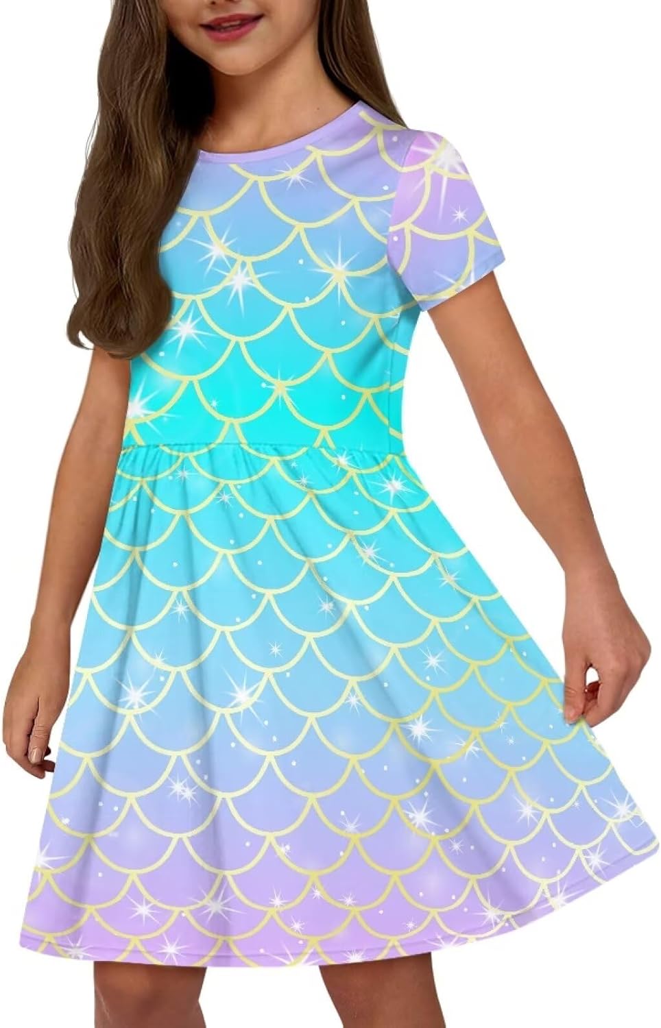 Cute Short Sleeve Summer Dresses for Girls 2-14