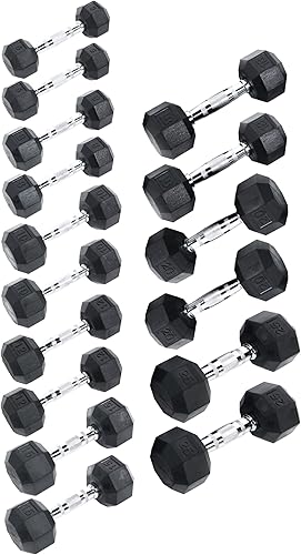 Ader - Juego de mancuernas de goma octágonas, con revestimiento de goma con mango contorneado para tonificación muscular, fortalecimiento y