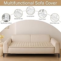 Vista 3 de hyha Funda para sofá de perros, lavable, antideslizante, mullida y apta para mascotas para sofá de 3 cojines, funda gruesa y suave, protector