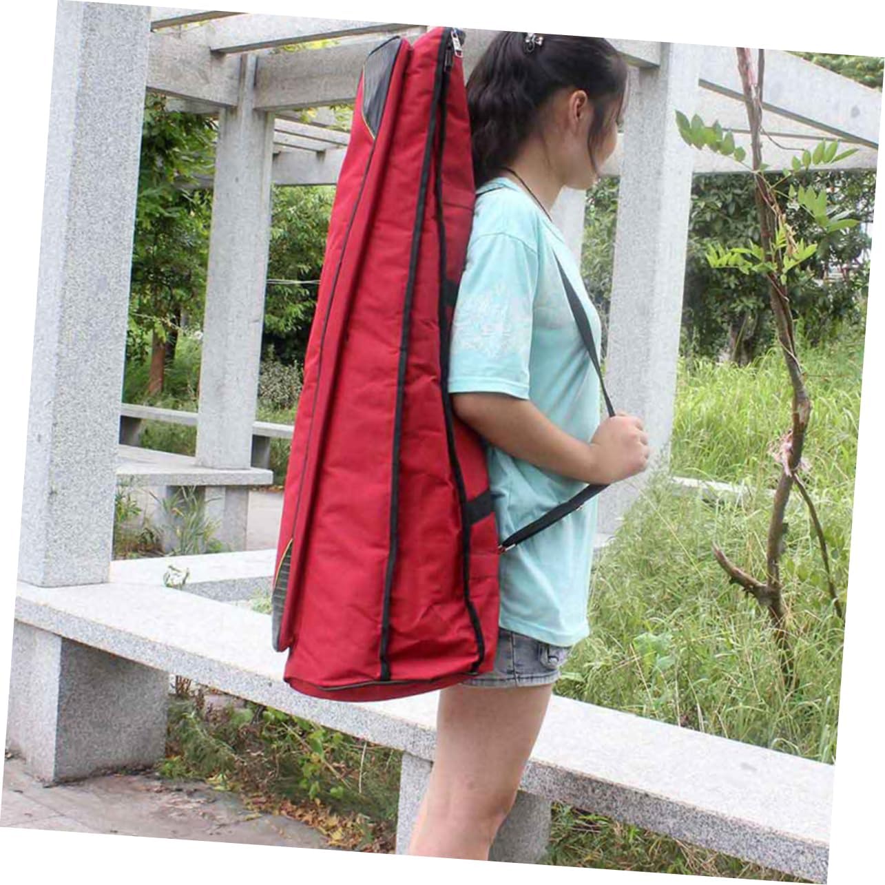 GALPADA Portable Trombone Carrying Case Oxford Cloth Bag Thickened Pouch Red Musical Instrument Case for Beginners