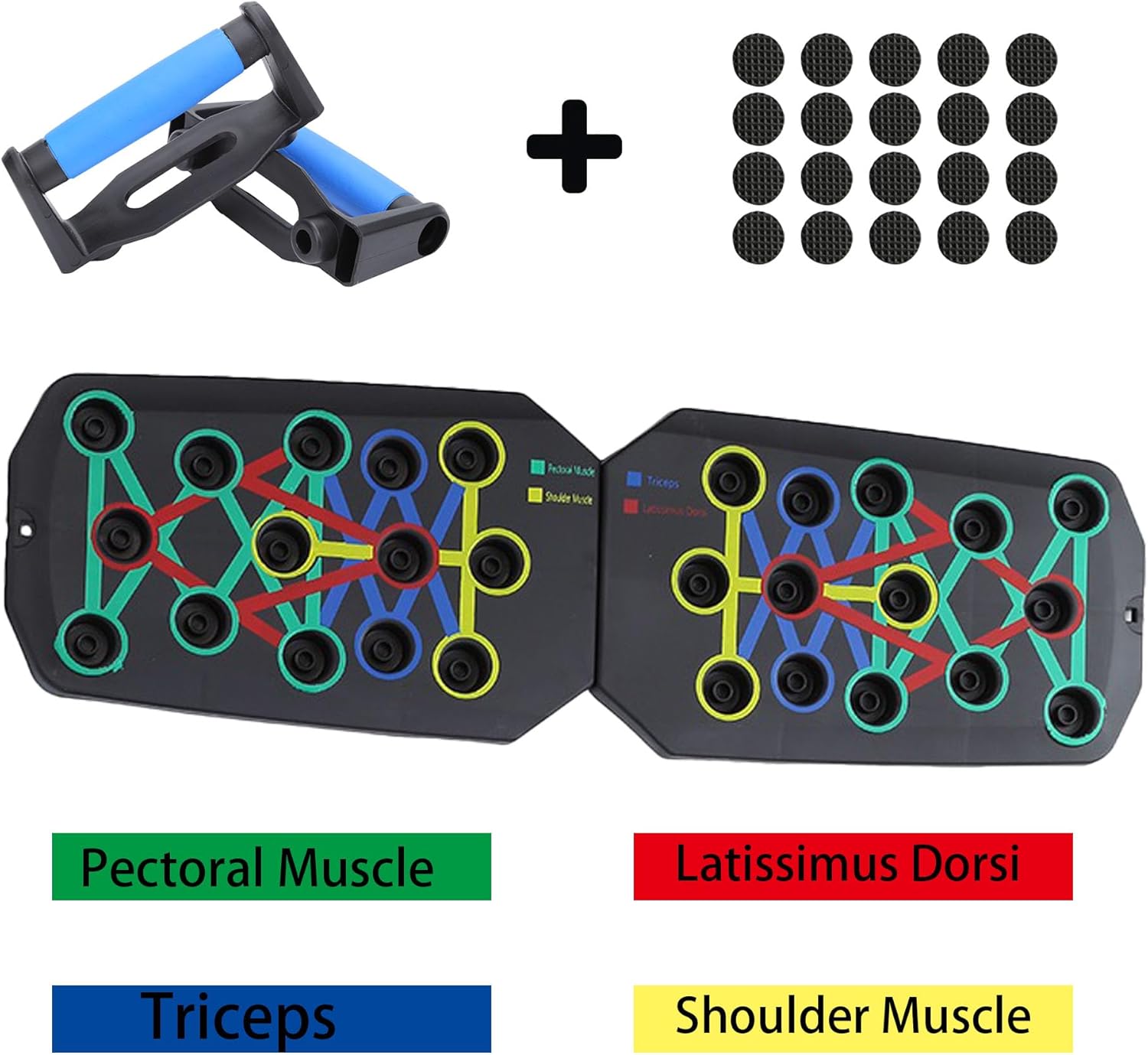 Push-up board, Foldable Home Workout Equipment with Color-Coded System Multi-Functional Pushup Stands for Strength Training, Chest, Arms & Core, Portable Gym for Men & Women Fitness Accessories