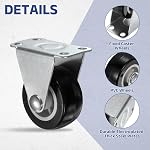 PATIKIL 1.5 Inch Fixed Caster Wheels, PVC No Bearing Small Non-Swivel Casters Wheels for Furniture Drawers Storage Bins DIY Project - 4pcs (Black)