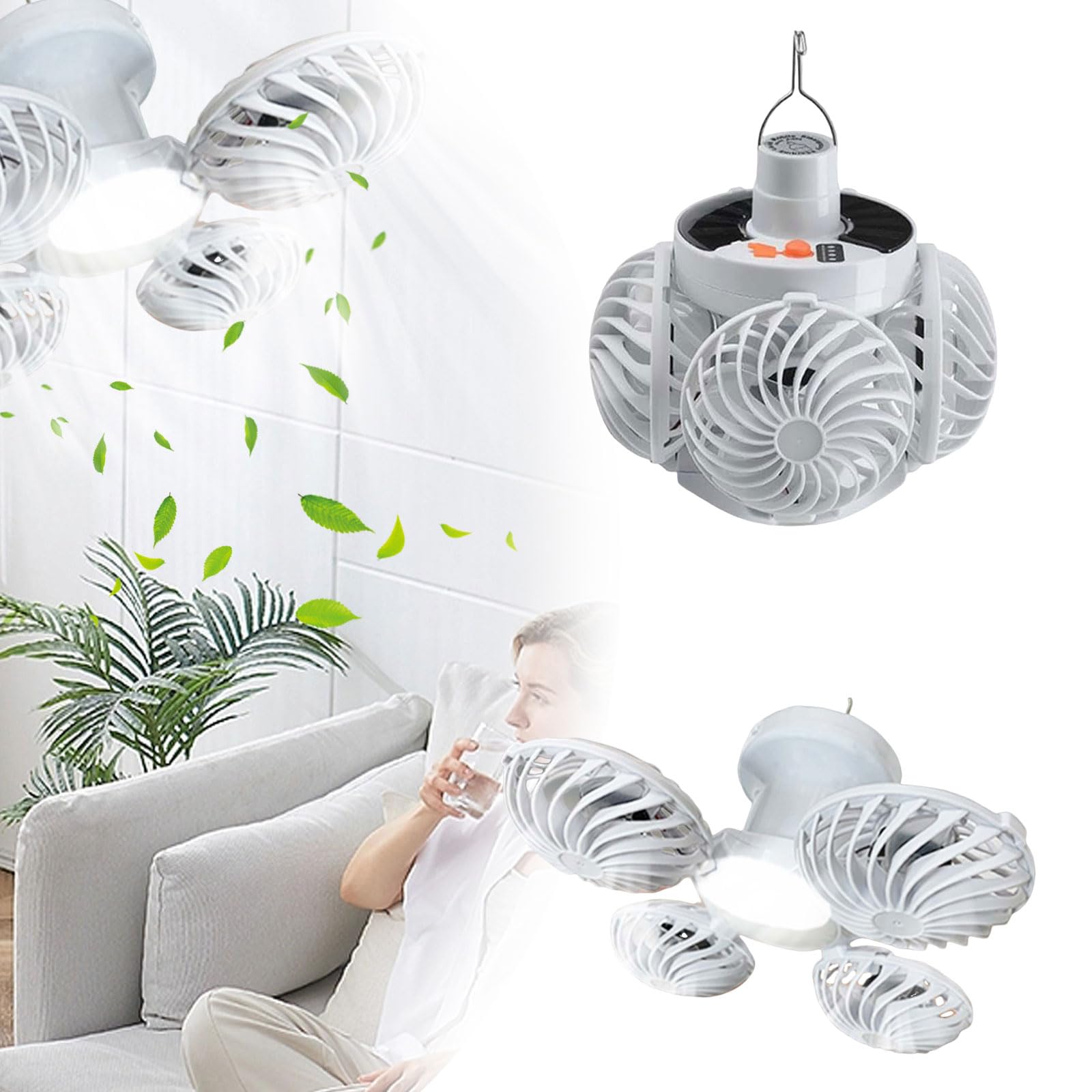 Ceiling Fan with Light and Remote Control, 360° Surround Airflow, Dimmable Light Remote, E27 Socket, for Bedroom, Kitchen, Living Room