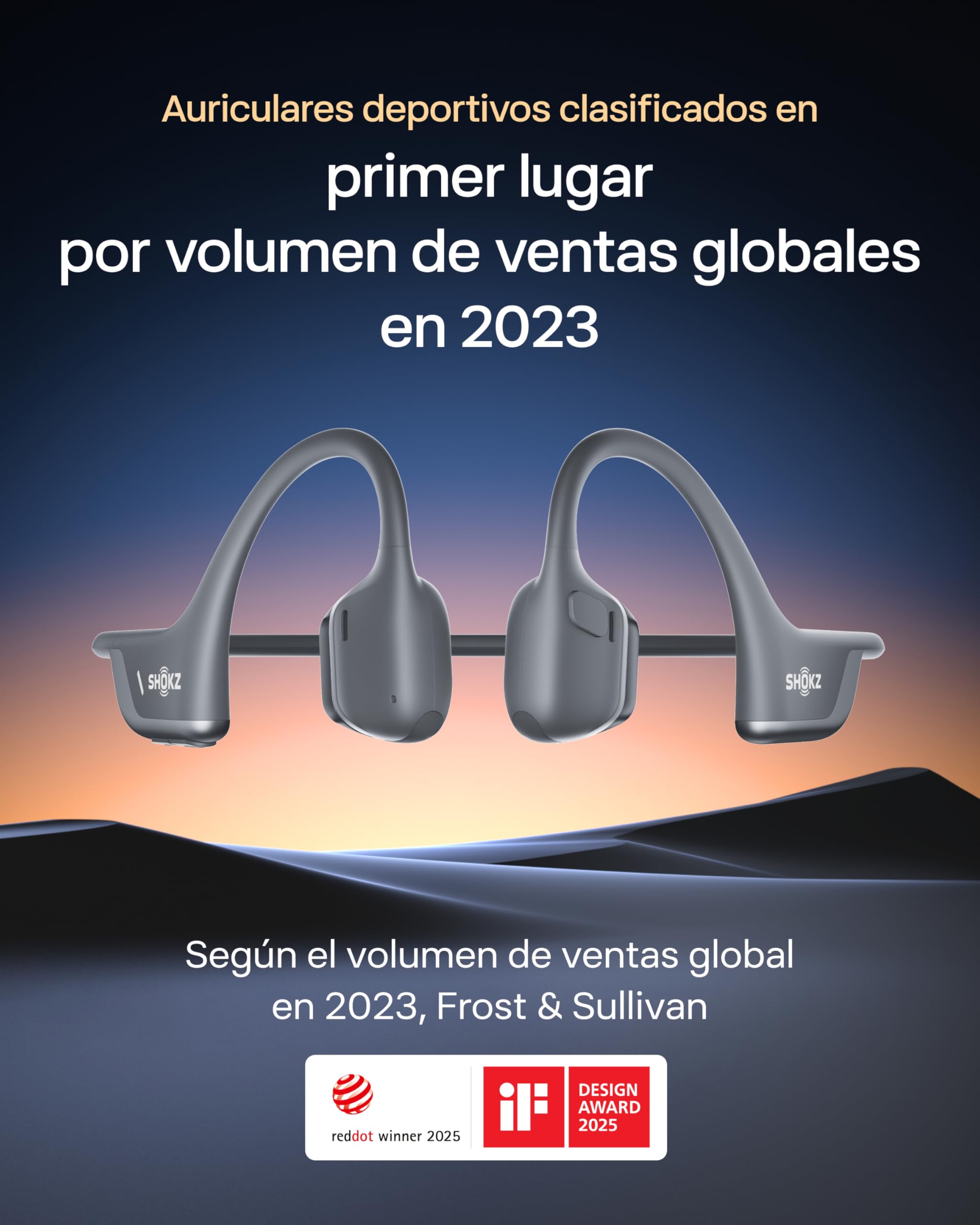 SHOKZ OpenRun Pro 2 Auriculares Deportivos de Conducción Ósea, Inalámbricos Bluetooth 5.3, Micrófonos con Cancelación de Ruido, Resistente al Agua IP55, 12h Reproducción, Carga Rápida USB-C, Negro