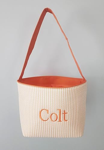 Miniatura 6 de SONA G DESIGNS Bolsa de asas de cesta de Pascua de tela a rayas de sirsaca - Juguetes de recolección de huevos