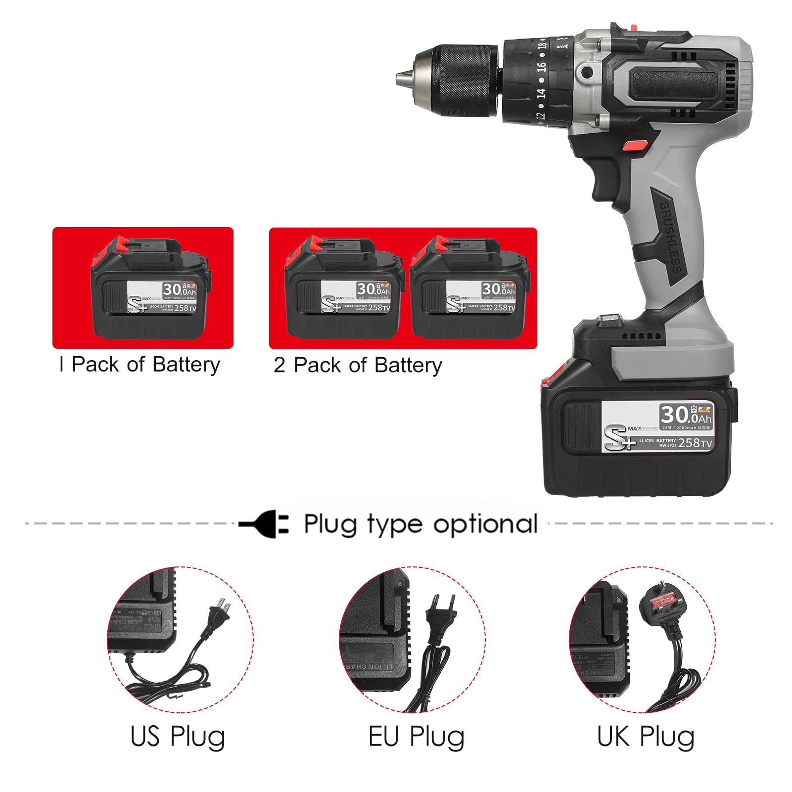 Set Trapano, Cacciavite Elettrico con Scatola di Immagazzinaggio Set Trapano Elettrico 31 Pezzi Trapano Elettrico a Batteria per Fai Te, Manutenzione Domestica