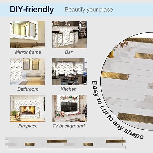 Miniatura 7 de AIHanse 10 hojas de azulejos de mosaico de metal con acabado mate de 11.4 x 11.7 pulgadas, azulejos de mosaico de metal con acabado mate para cocina