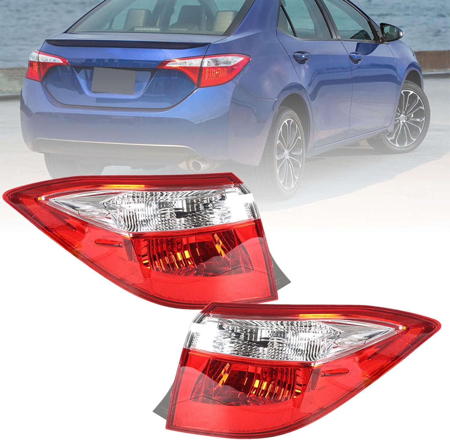 labwork Driver and Passenger Side Tail Lights Replacement for Toyota Corolla 2014 2015 2016 Tail Lamps Left and Right Side 8155002751 8156002751