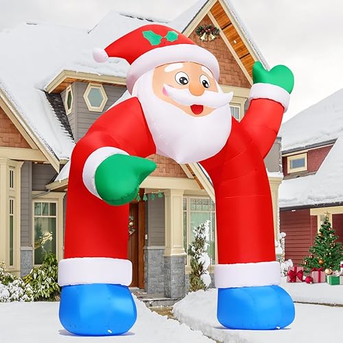 Miniatura 4 de COMIN Arco inflable de Papá Noel de 11.8 pies con luces LED integradas para decoración de Navidad, interiores y exteriores, patio, césped, jardín