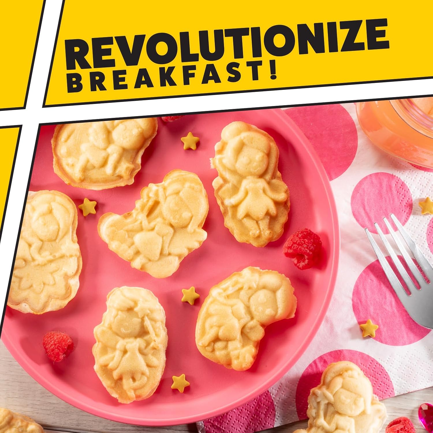 Fairy Friends Mini Waffle Maker- Creates 7 Different Fairy Shaped Waffles or Pancakes in Minutes- A Fun & Cool Magical Breakfast for Kids Adults- Electric Non-Stick Waffler Iron, Fairies Princess Gift