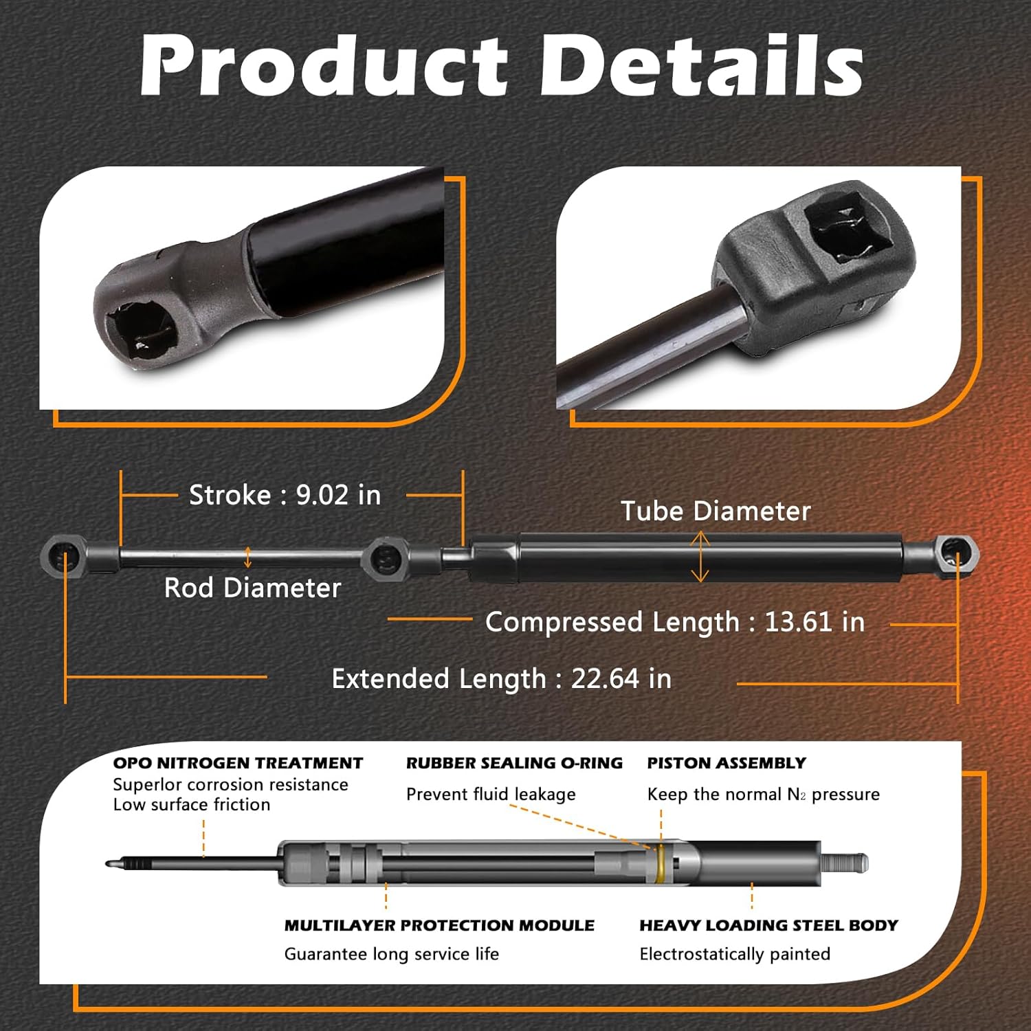2 Pcs 22.64 in Front Hood Struts Lift Supports Compatible with Chevrolet 93-97 Camaro Shock Gas Spring Prop Rod Cylinder Replaces 10138515