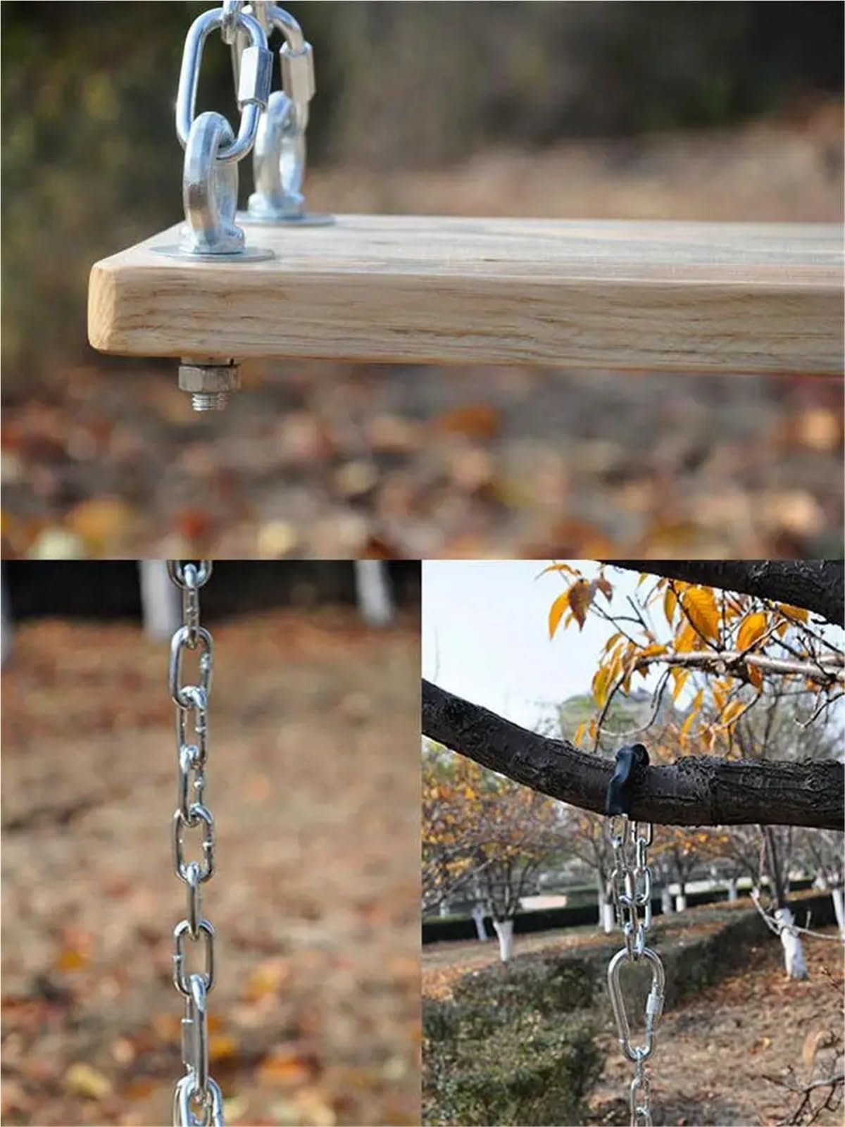 Altalena da esterno resistente per adulti, altalena da giardino in legno con catena in acciaio zincato (60 x 20 cm), perfetta per cortili e relax
