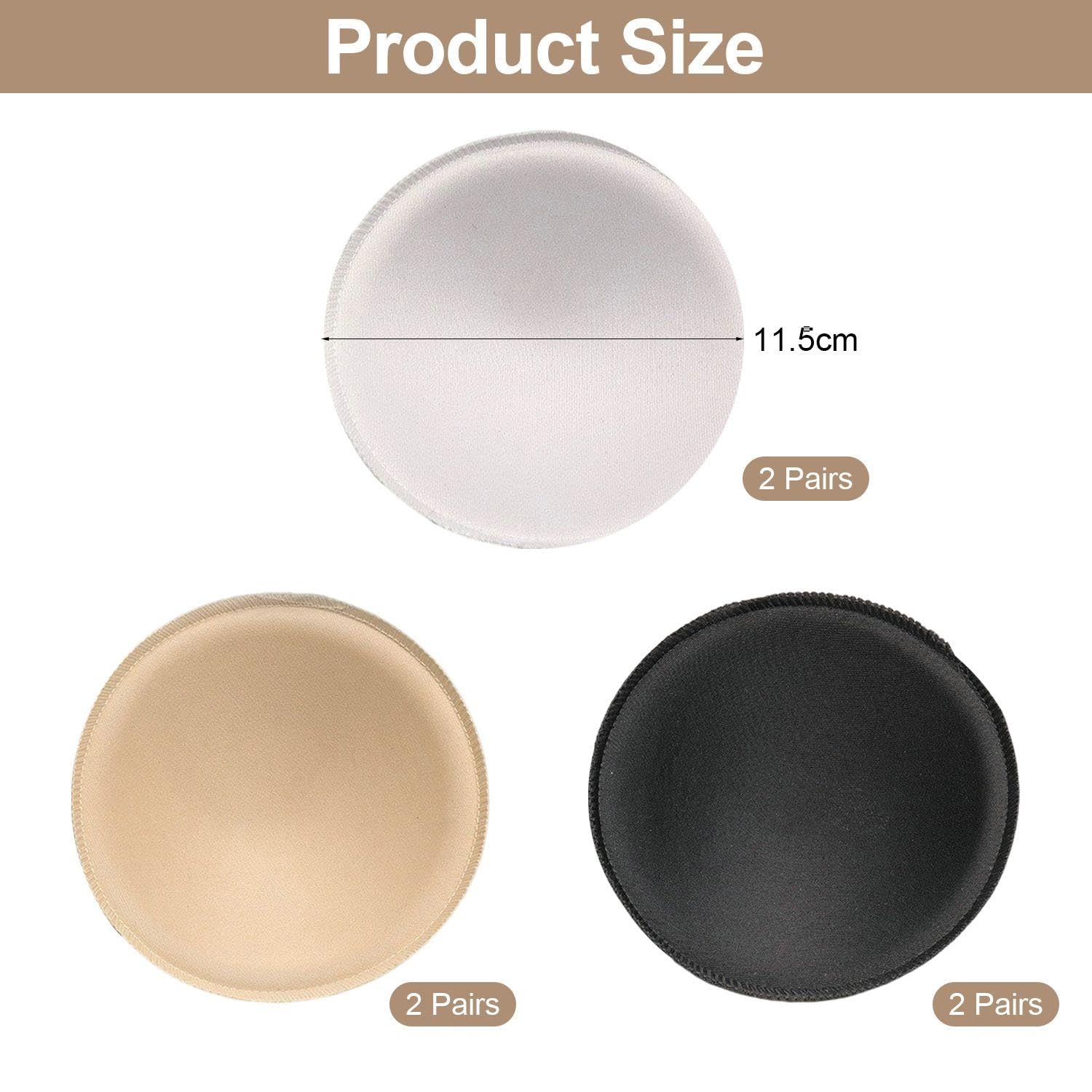 6 par okrągłych miseczek absorpcyjnych, wyjmowane miseczki chłonne, miseczki na biustonosze, miseczki z pianki absorpcyjnej, akcesoria do biustonosza, czarne, M
