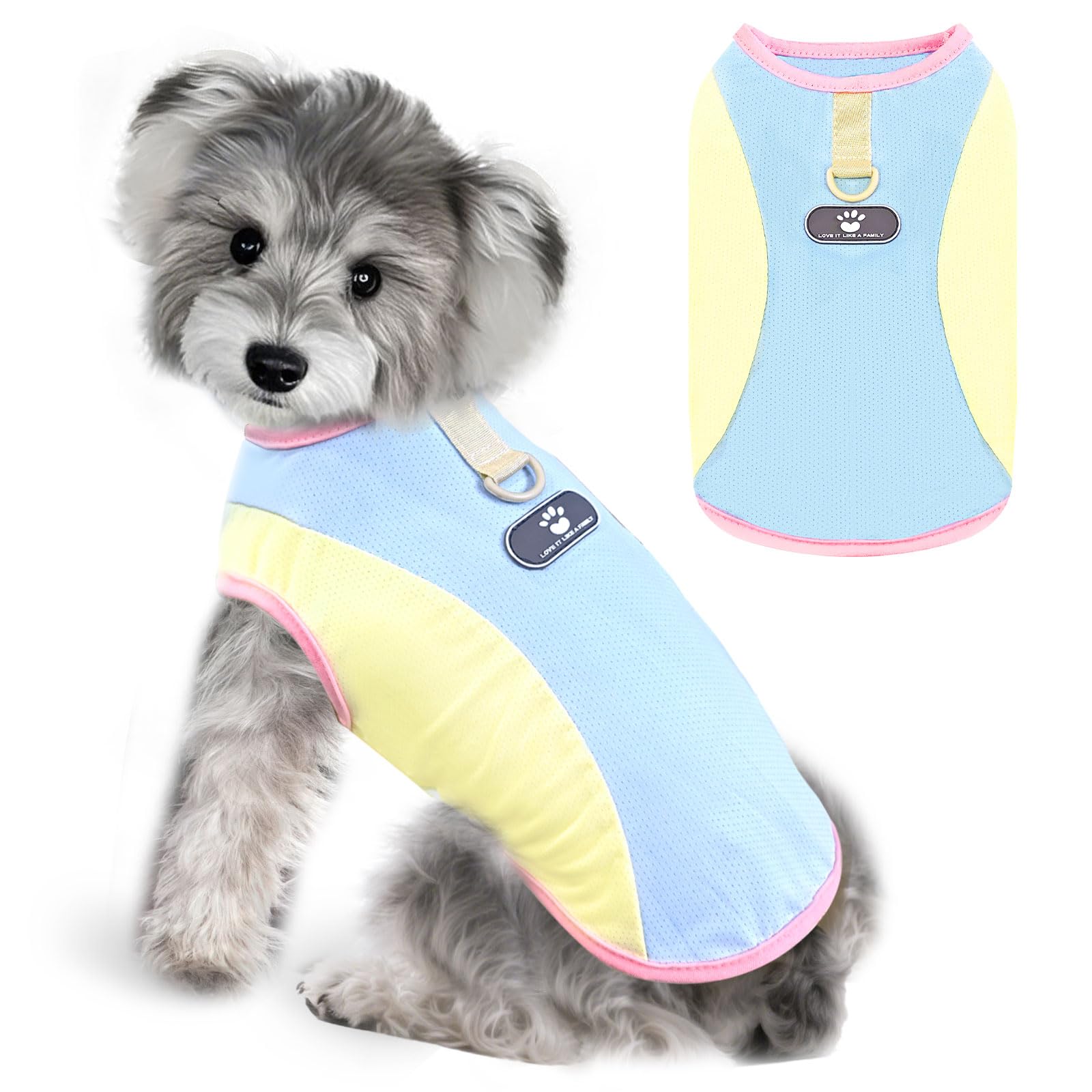 AXIIJGL Dog Cooling Vest with D-Ring Dog Tshirt Sun Protection Small Puppy Clothes for Girls Boys Stretchy Shirts for Dogs Lightweight Breathable