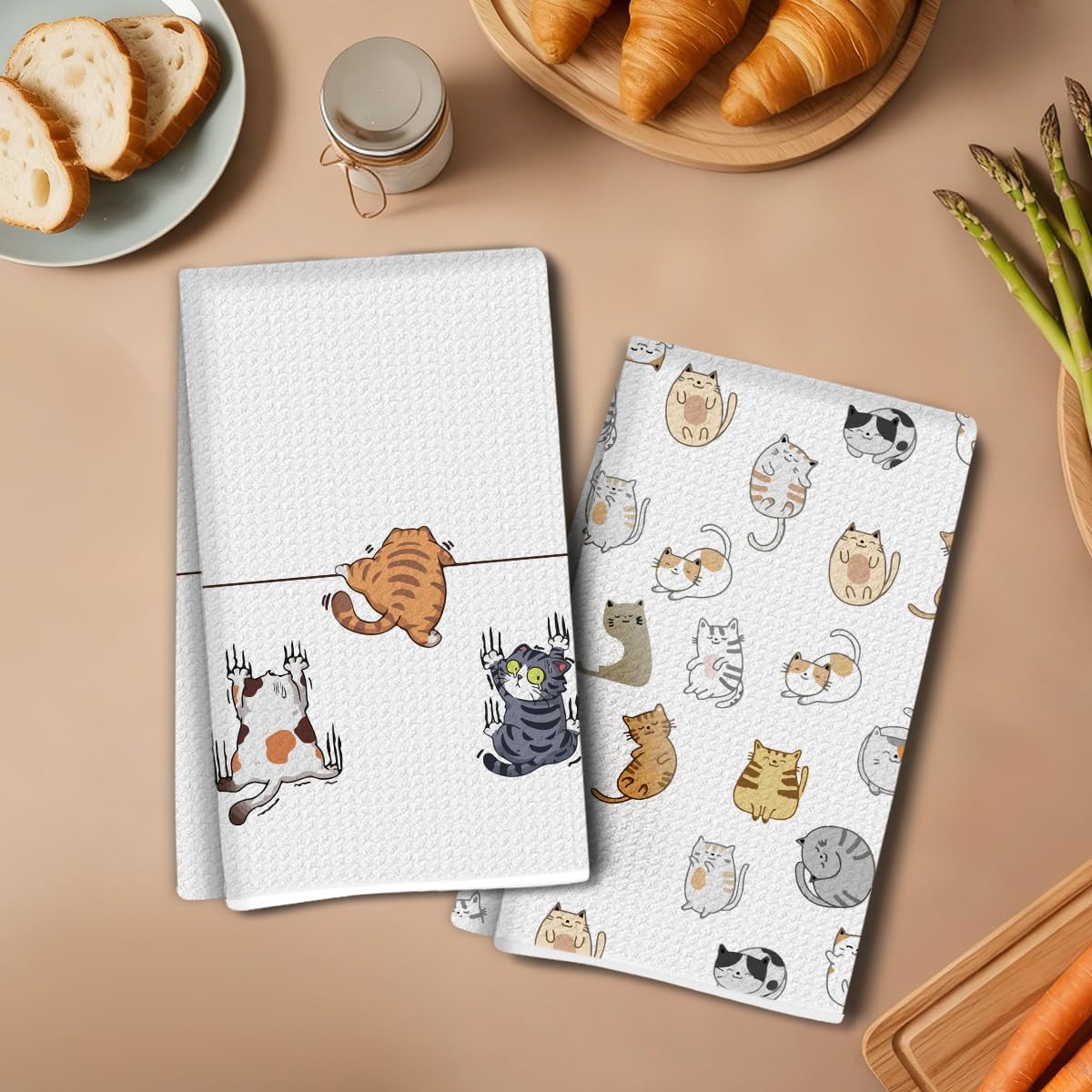 2 toallas de cocina de gato lindo de 14 x 24 pulgadas, paño de cocina lindo gato decoración de vacaciones paños de cocina de mano, 8 unidades