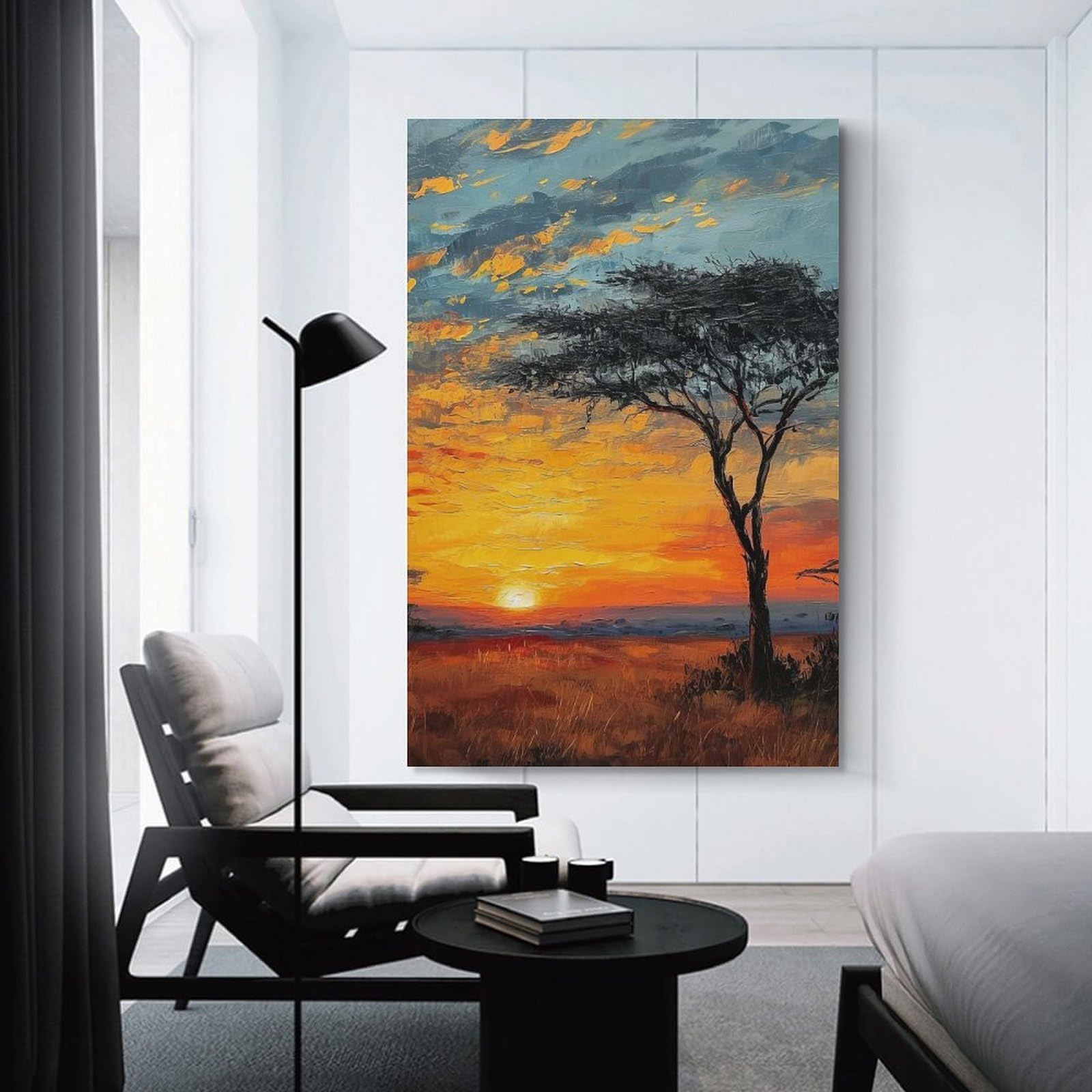 Junmoney African Sunset Serenity Wall Picture Print 24x36inch(60x90cm), for Home Walls, Creative Rooms Or Shared Spaces, Stylish Home Artwork for Focal Walls