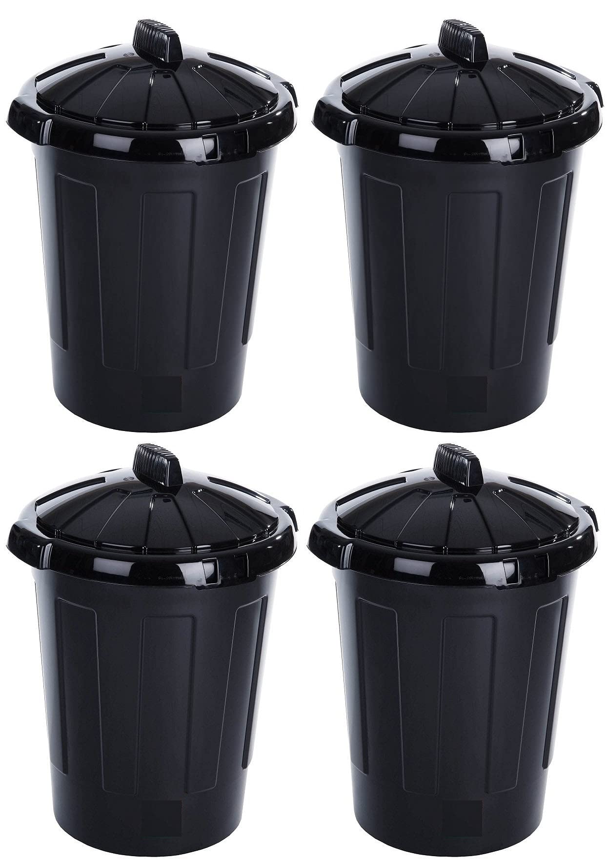 Easy Shopping® 80 Litre 80L Extra Large Black Plastic Dustbin Kitchen House Garden Storage Animal Feed Unit Bin with Clip Locking Lid (4)