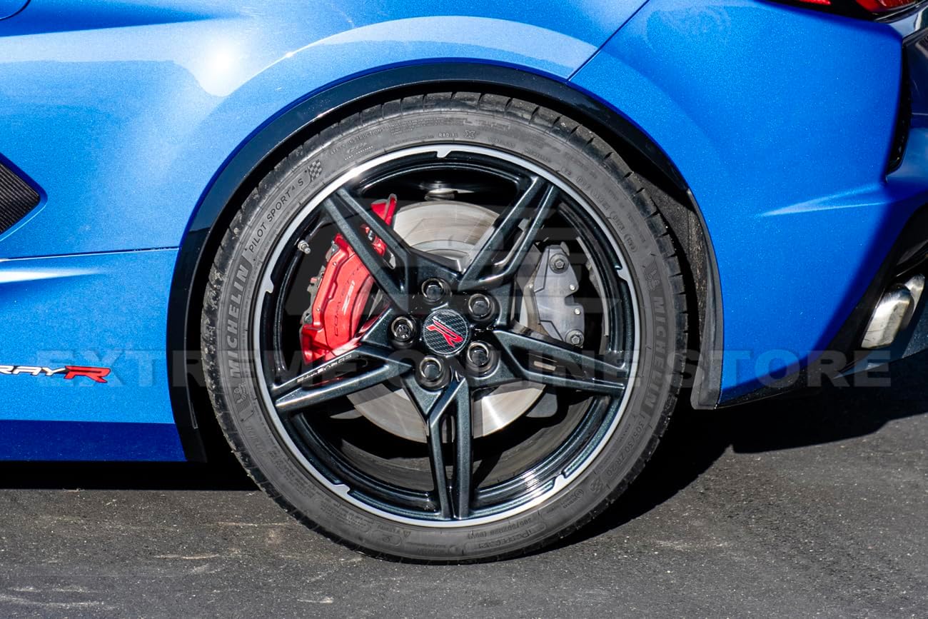 Replacement For 2020-Present Chevrolet Corvette C8 Stingray Models | Performance Package Rear Side Wheel Trim Molding Fender Flares Extension Pair (ABS Plastic - Painted Carbon Flash Metallic)