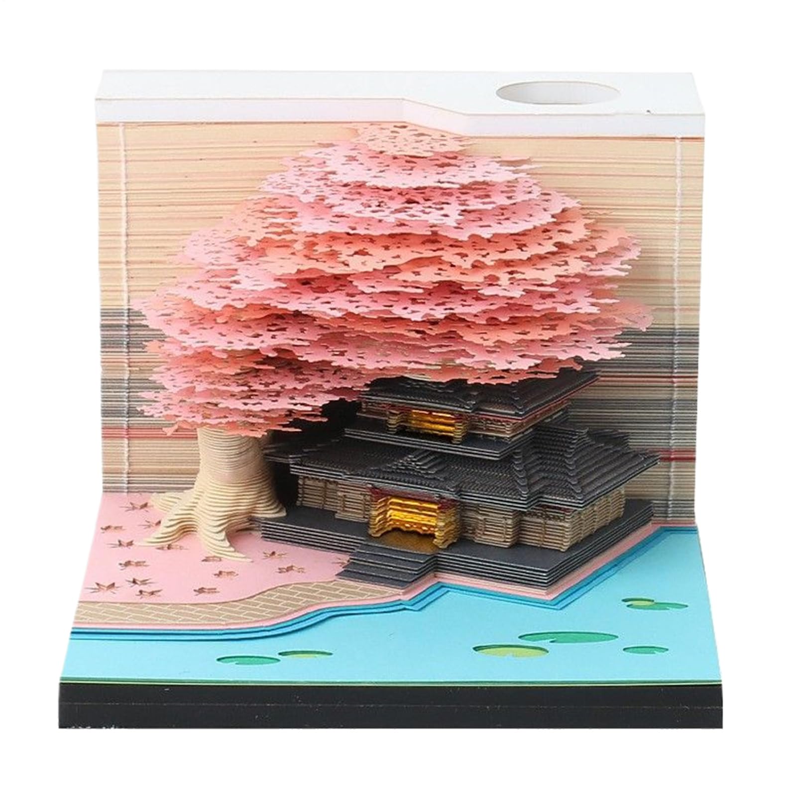 Calendrier 3D 2026 bloc-notes papier découpé avec maison arbre lumineuse - 8