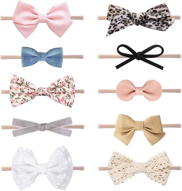DRESHOW Baby Girl Nylon Headbands Newborn Infant Toddler Hairbands and Bows Child Hair Accessories