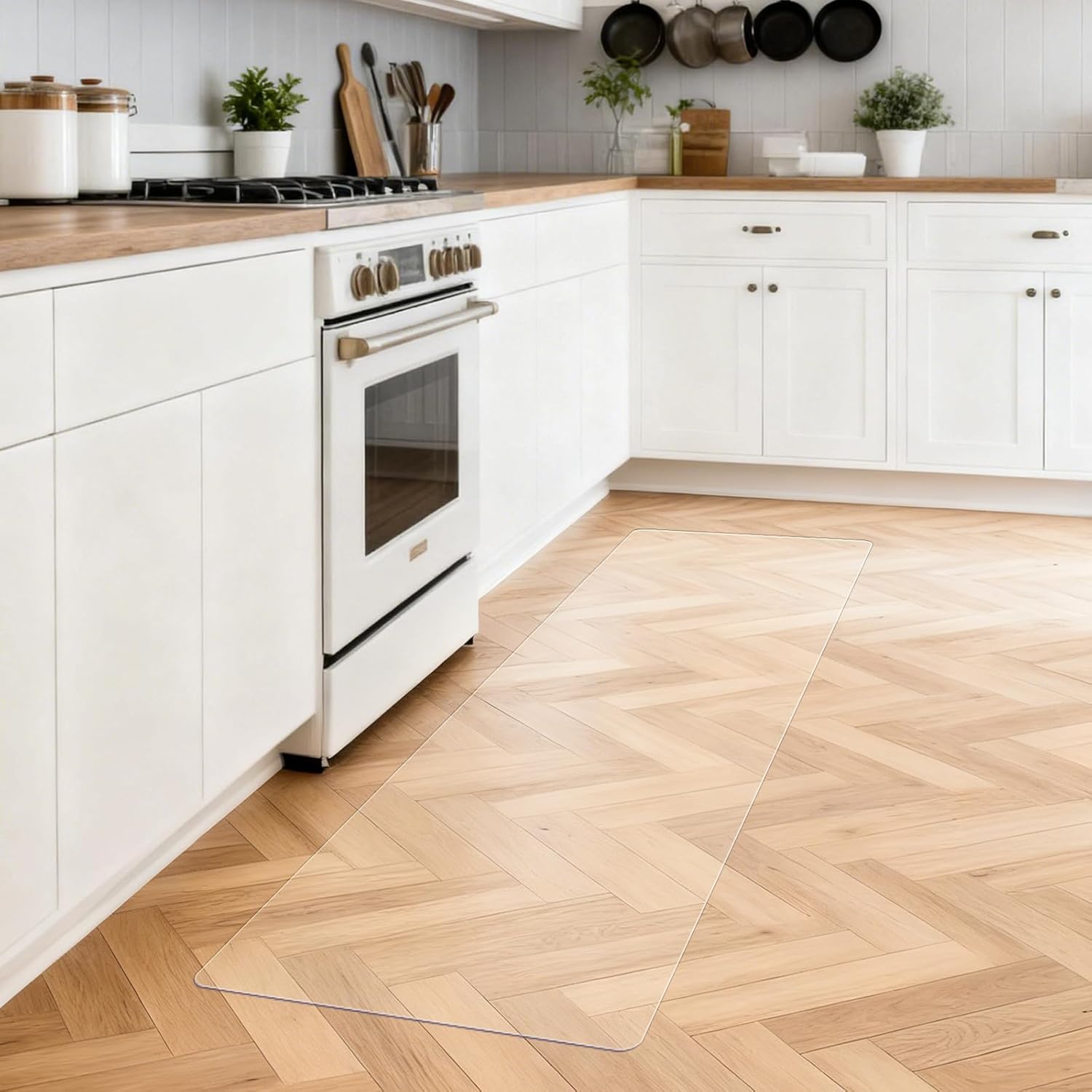 Royhom Clear Runner Rug 17 x 59 inch, Plastic Floor Runner for Hallway, Kitchen Rugs Non Slip, Easy to Clean Indoor Outdoor Vinyl Rug Waterproof, Clear Floor Mat for Laundry, Living Room