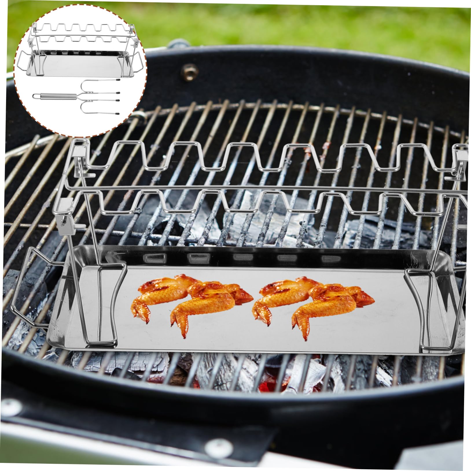 Set di Forchette da Arrosto in Acciaio Inox, 2 Pezzi Pieghevole