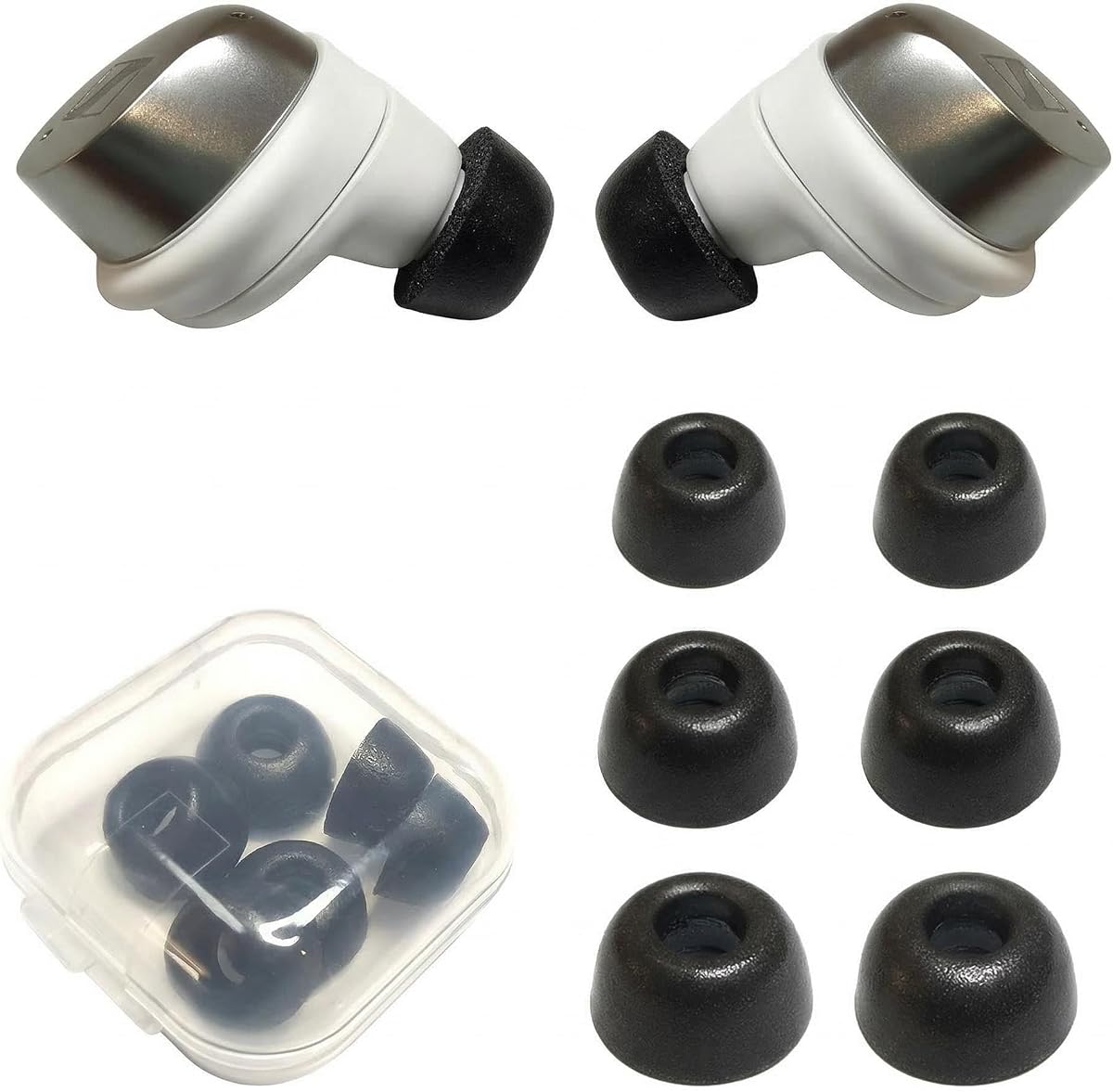 Memory Foam Ear Tips for Sennheiser Momentum True Wireless 4 & 3 | Replacement Foam Ear Tips, 3 Pairs S/M/L, Soft Comfort Noise Isolating, Secure Fit Accessories for Momentum TW4, TW3