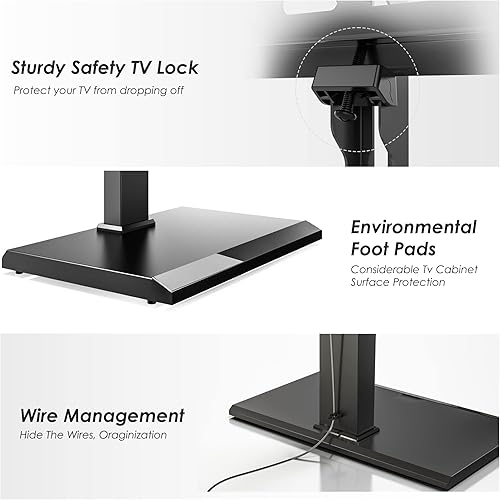 Miniatura 6 de FITUEYES - Soporte giratorio de suelo para TV, base de hierro, con ménsulas de montaje, para ahorro de espacio para televisores LCD, LED, OLED,