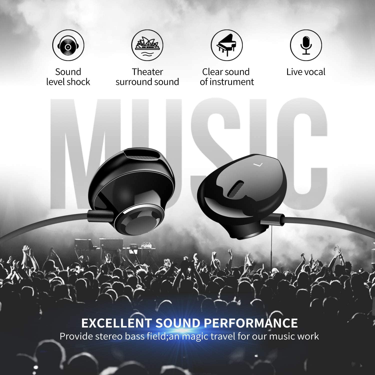 GAMURRY Auricolari, In-Ear Cuffie Con Filo USB C Jack, Stereo Bass Cuffiette Con Filo e Microfono, Suono Potente Guidato Dai Bassi Chiamate HD Nessun Rumore, Compatibile Con Computer, Tablet, MP3