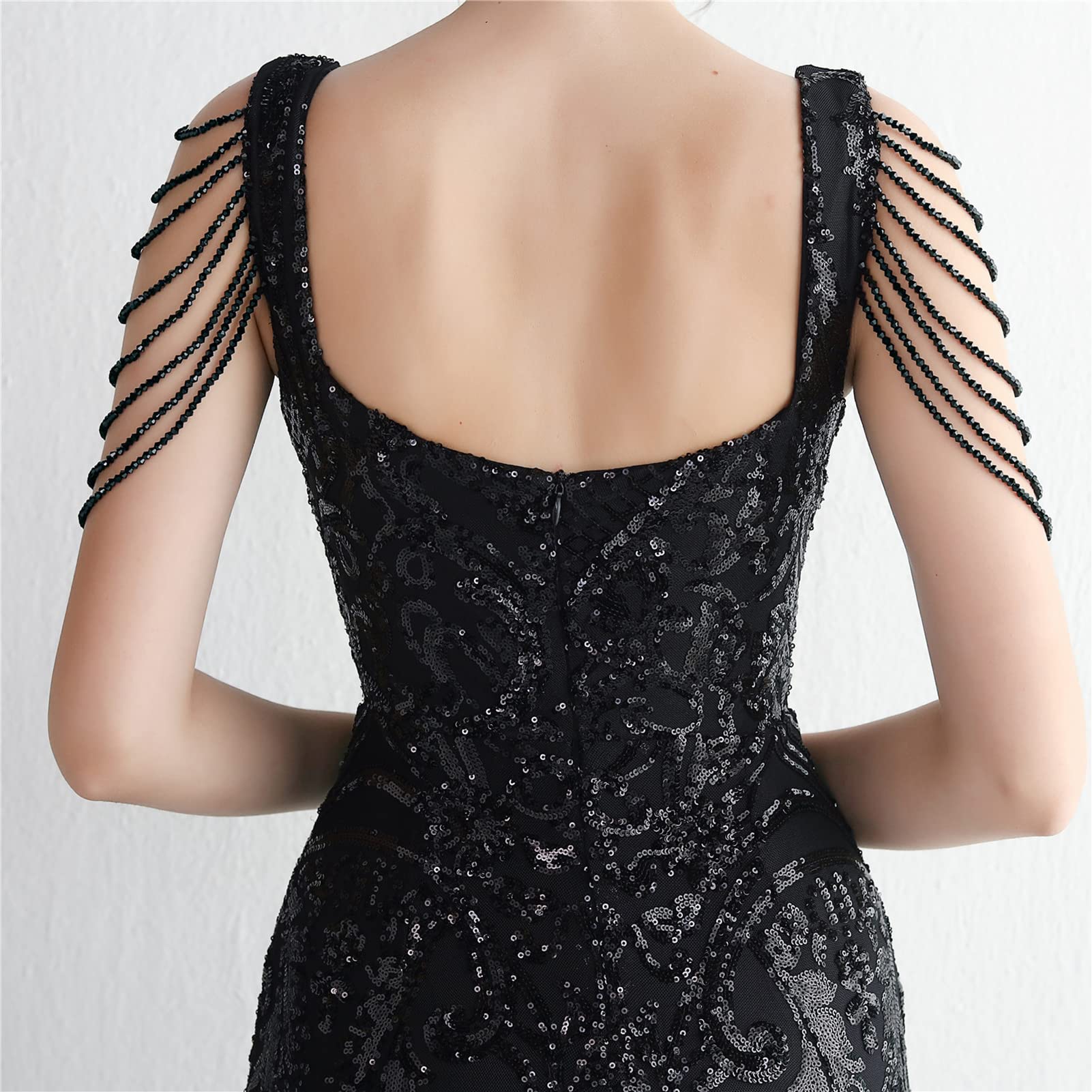 Damen Glänzend Abendkleider Maxikleid Elgant V-Ausschnitt Meerjungfrau Cocktailkleid Cabrio Wickelkleid Festlich Kleid