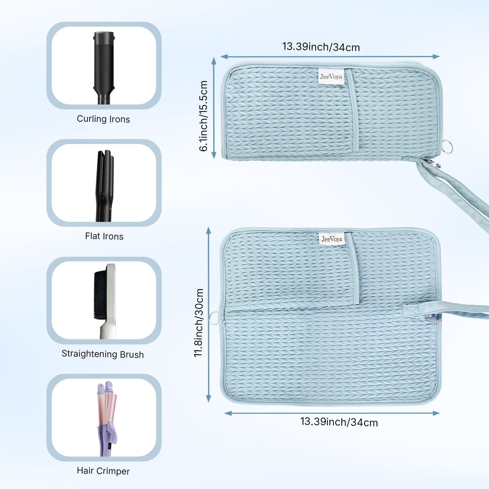 Hair Tools Organizer-Tasche, hitzebeständige Mattenhülle, heiße Werkzeuge, Reisetasche, tragbare Flacheisen-Tasche für Glätteisen, Lockenstäbe, Glätteisen und heiße Styling-Werkzeuge (blau)
