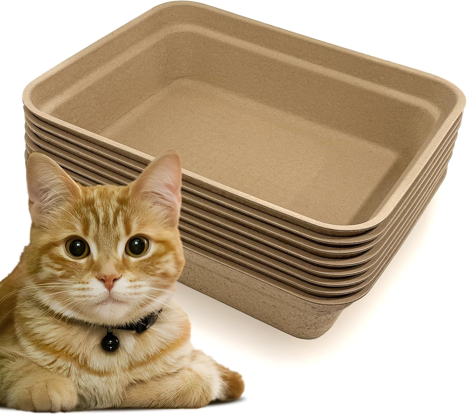 Nexboraque 8 Pack Disposable Cat Litter Box, 17 x 13.2 x 4 Inch Large Kitty Litter Box Pans Paper Cat Litter Tray for Hamster, Guinea Pig, Rabbit, Portable