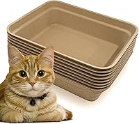 Nexboraque 8 Pack Disposable Cat Litter Boxes 17x13.2x4 Inch - Large Paper Trays for Cats Rabbits Hamsters Guinea Pigs Portable Odor-Free