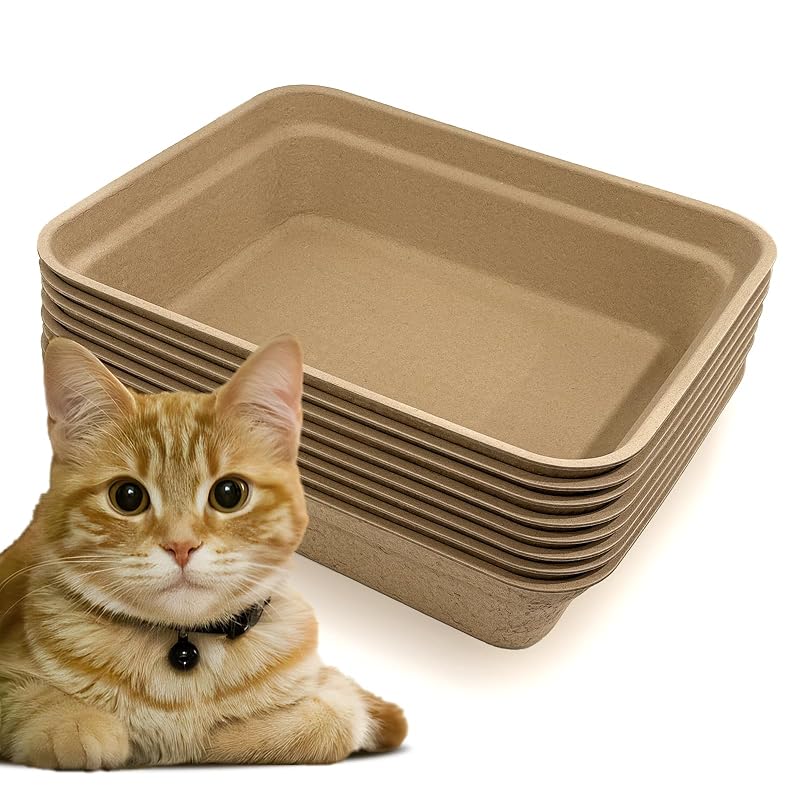 Caixa de Areia Descartável de Papel Nexboraque para Gatos e Pequenos Animais, 43,18 x 33,53 x 10,16 cm, Pacote com 8