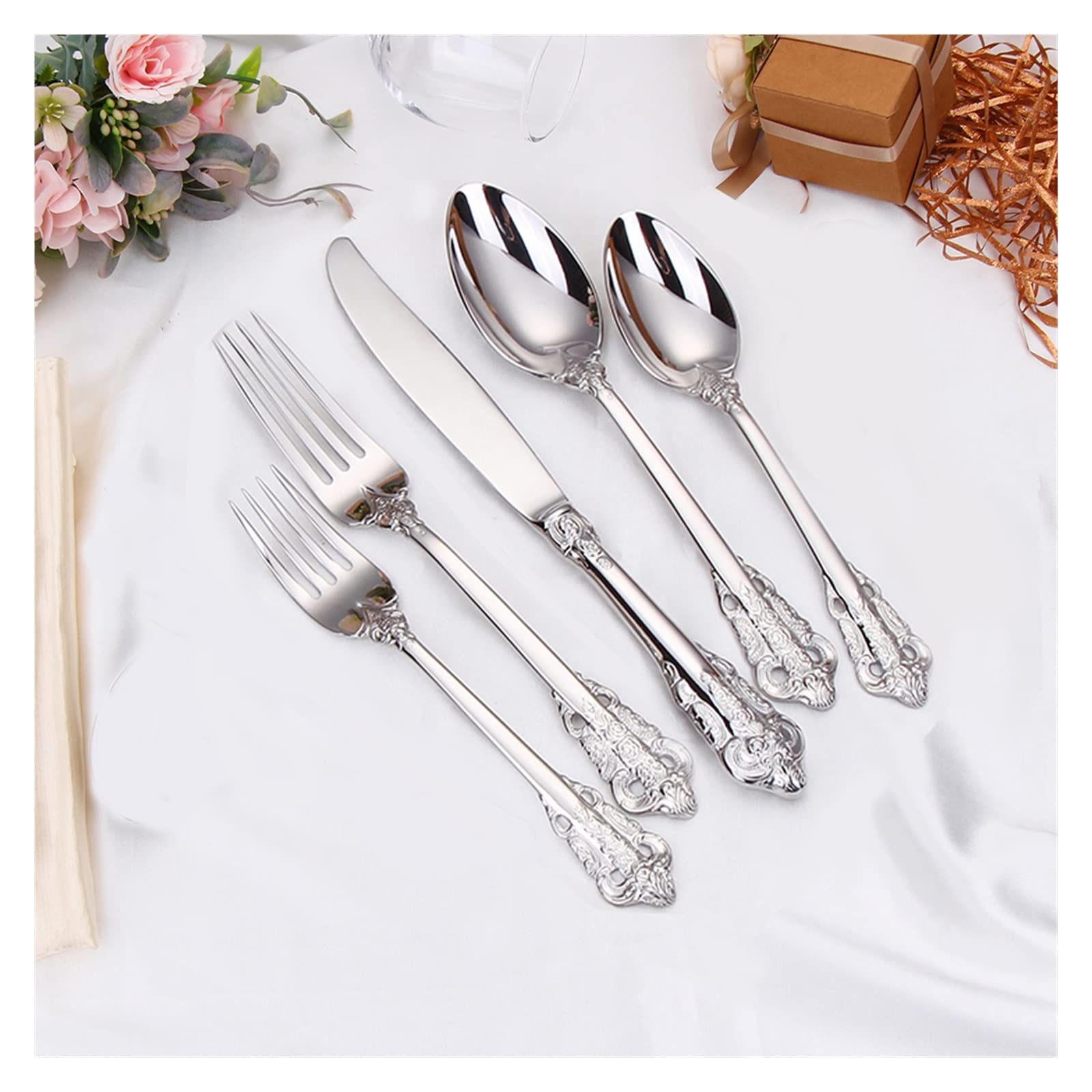 Amazon | 32/40/50 個の金メッキカトラリー西洋高級ゴールド食器ミラー