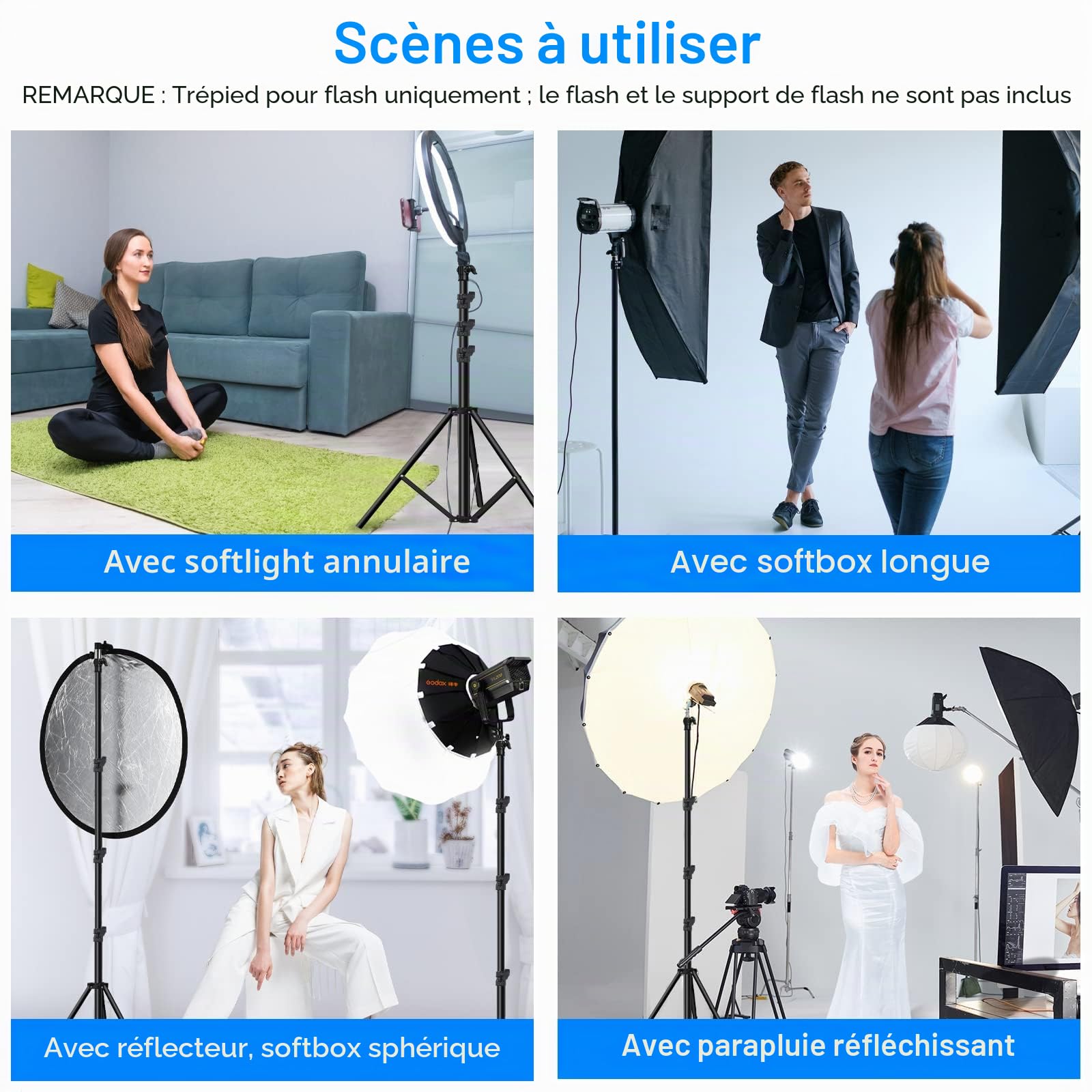 Soonpho 300cm Spring Buffer Light Stand,Support de Flash sur trépied en Acier Inoxydable avec étui et Adaptateur 1/4, 3/8 Pouce,pour Enregistrement vidéo en Studio,Softbox