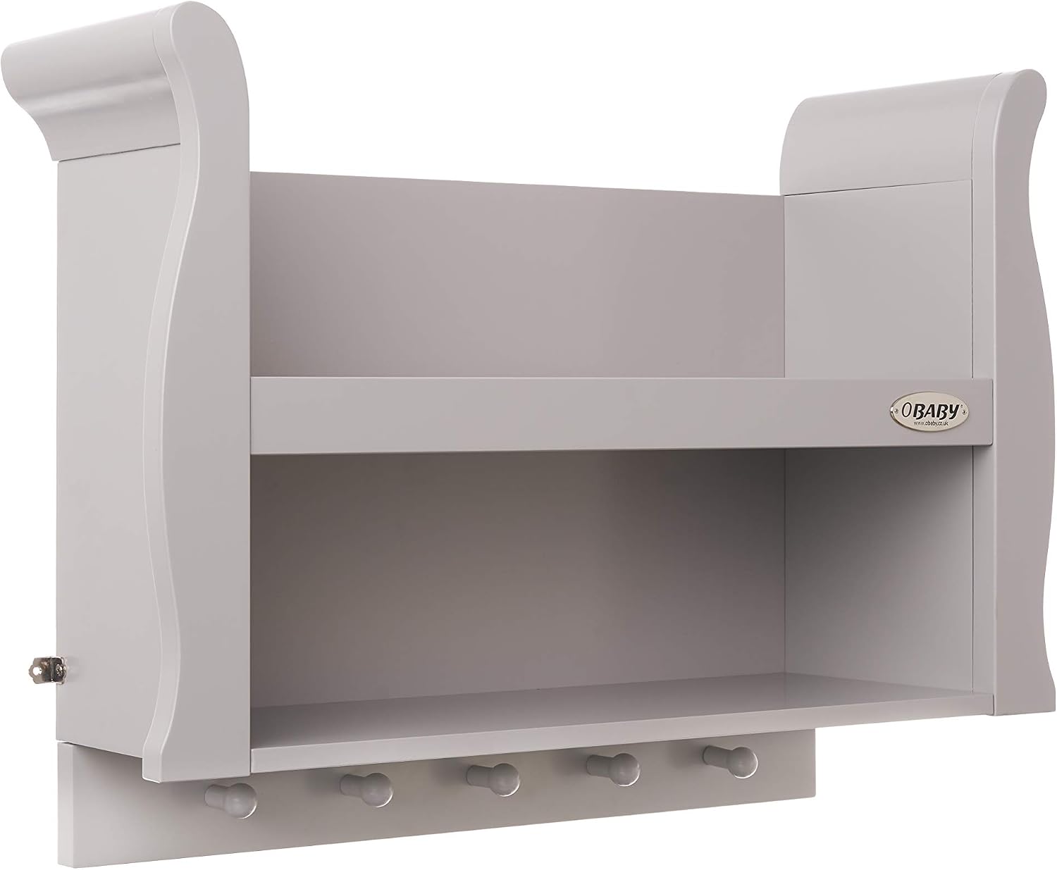 Obaby Stamford Sleigh Shelf - Grey Nursery Wall Shelf with Sleigh Design, Storage & Display - Image 3