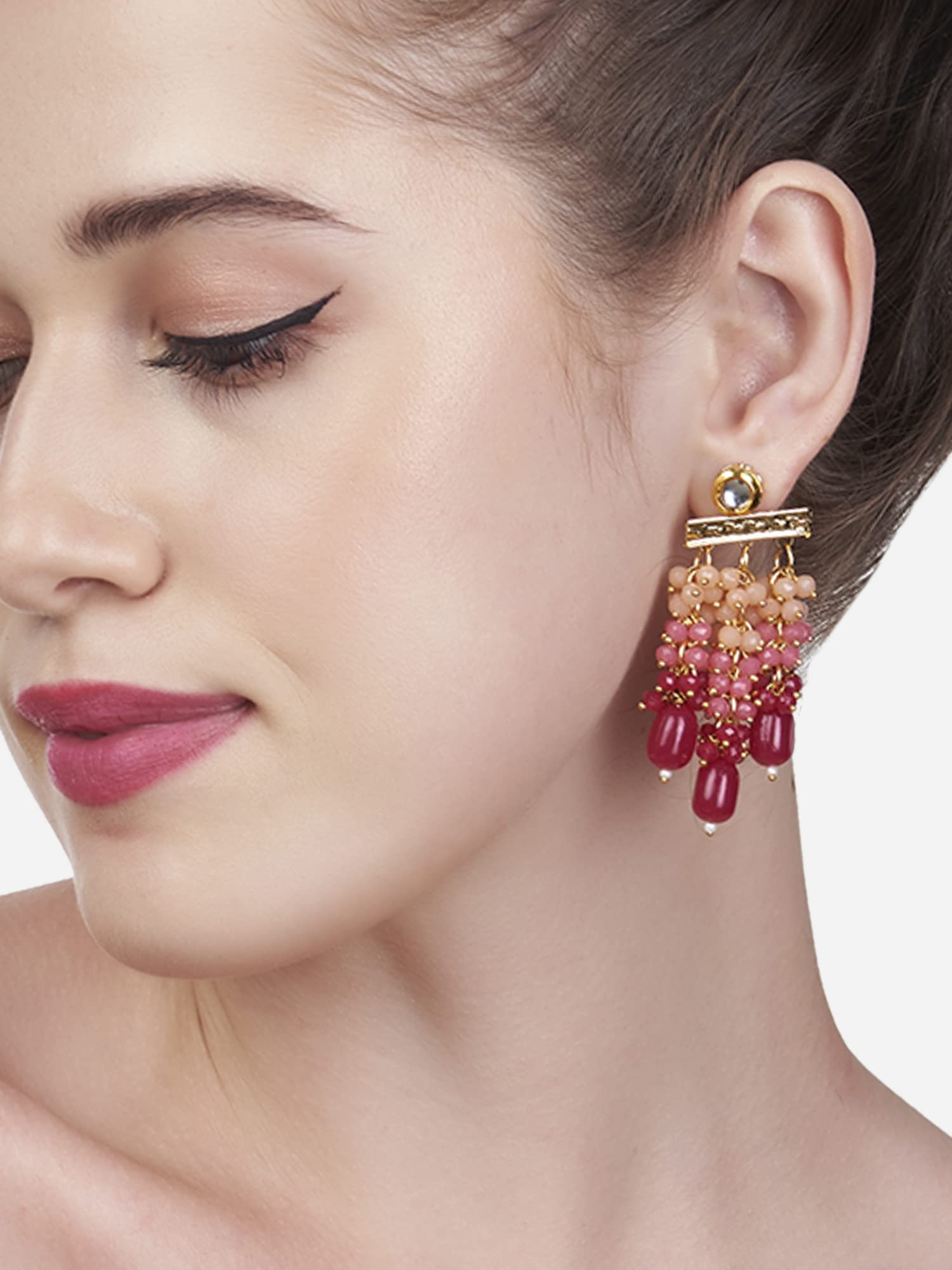 Traditional Drop Earrings with Clustered Beads
