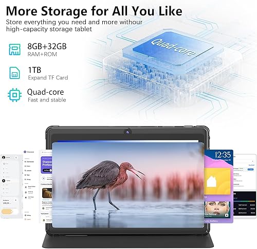 Miniatura 7 de Tablet Android 14.0 de 7 pulgadas con funda protectora, 8 GB (4+4 GB expandir) RAM+ 32 GB ROM, pantalla IPS, cámara dual, Bluetooth 5.0 WiFi Tab