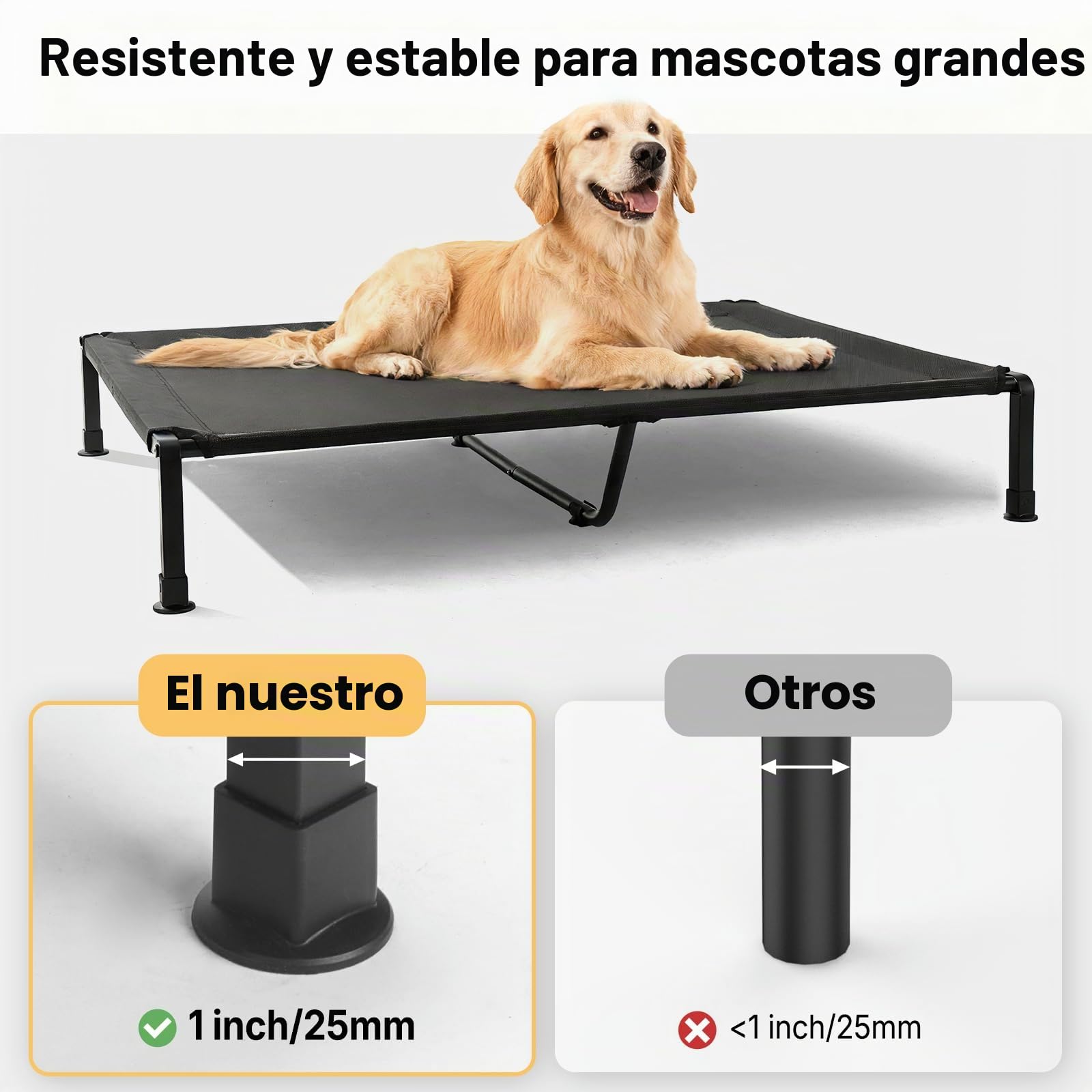 Veehoo Cama Elevada Perro Extragrandes, XXL Cama Refrescante Perro Verano | Sofás Cama con Almohadón Desmontable y antideslizante,comodidad durante todo el año para interior y exterior, 134 x 94 cm
