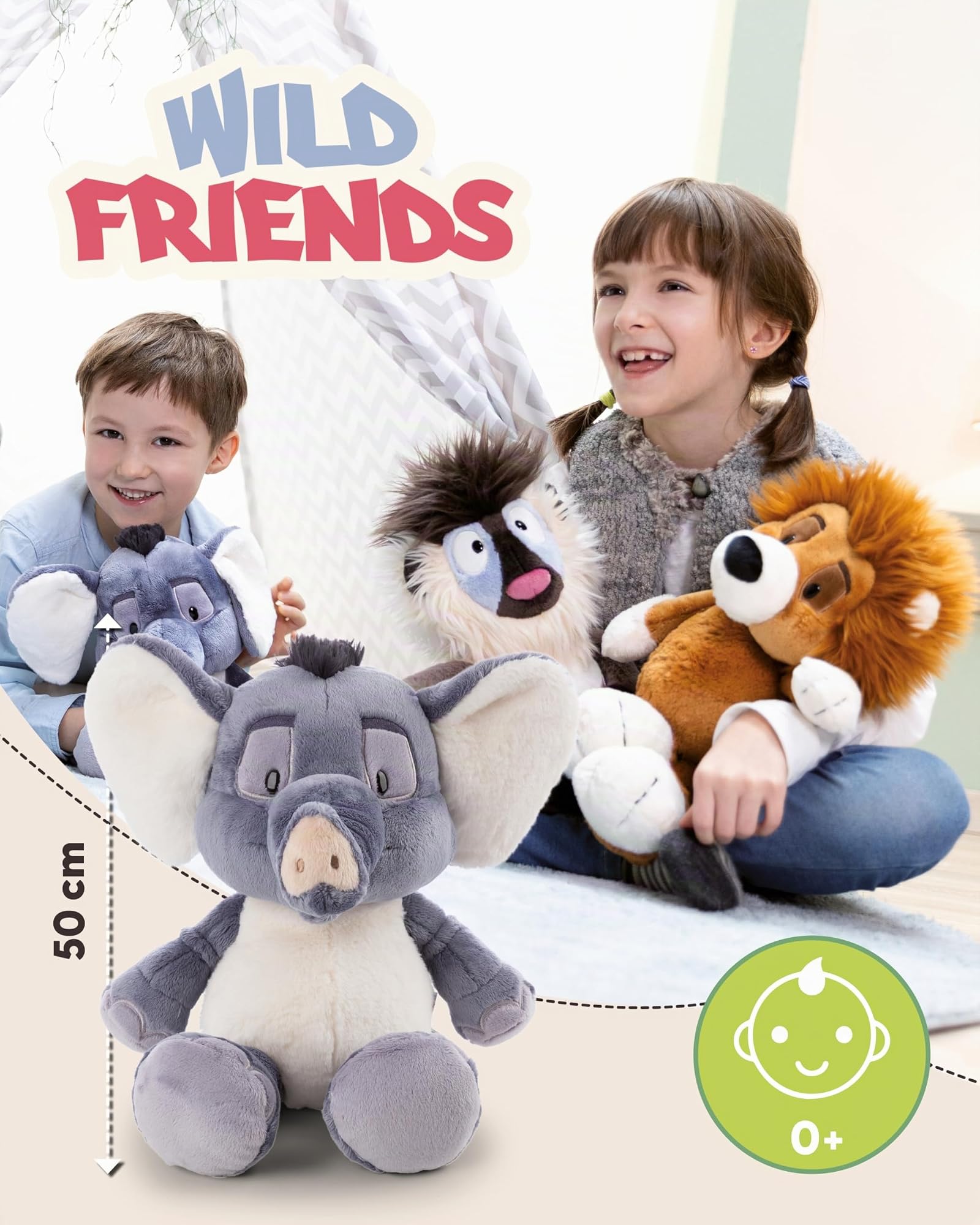 NICI Kuscheltier Elefant EL-Flora 50cm - grau - 62747 | Stofftier aus weichem Plüsch, niedliches Plüschtier zum Kuscheln und Spielen, für Kinder & Erwachsene, tolle Geschenkidee