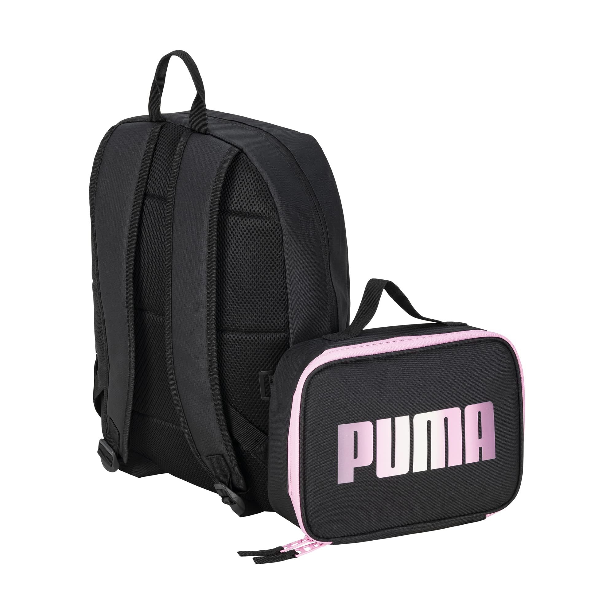 PUMA Kit de mochila y almuerzo para niños Combo, negro, rosado (Prism Pink/Black), talla unica